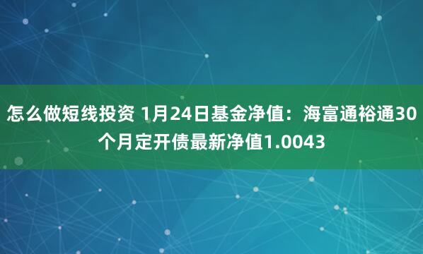 怎么做短线投资 1月24日基金净值：海富通裕通30个月定开债最新净值1.0043